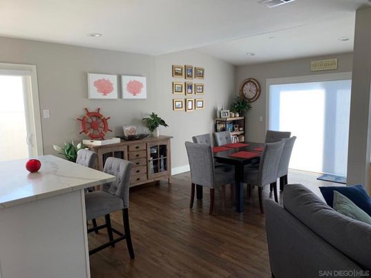 Dining room, Interior, Recessed Lighting, Wood Texture Flooring