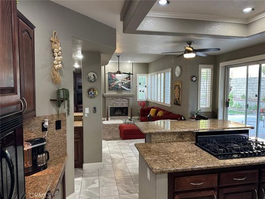 Fireplace, Interior, Kitchen, Living room, Recessed Lighting