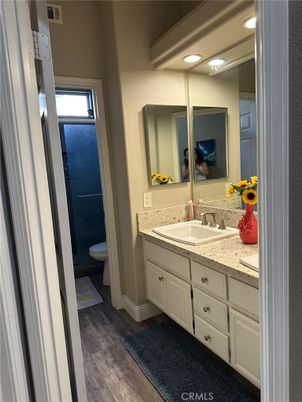 Bathroom, Interior, Recessed Lighting, Wood Texture Flooring
