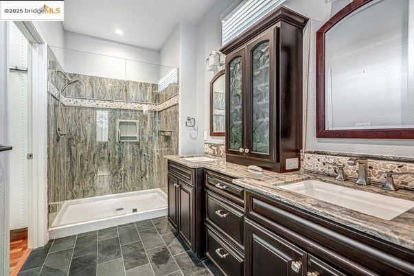 Bathroom, Dual Sink Vanities, Glass Shower, Interior, Recessed Lighting