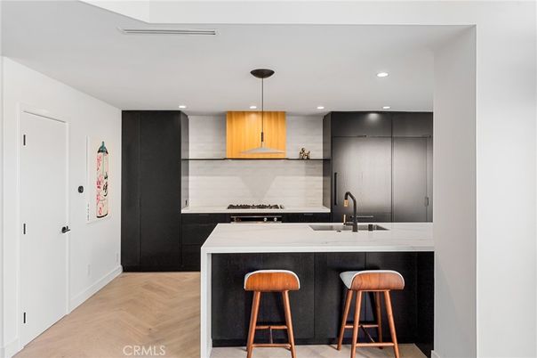 Interior, Kitchen, Pendant Lights, Recessed Lighting, Wood Texture Flooring