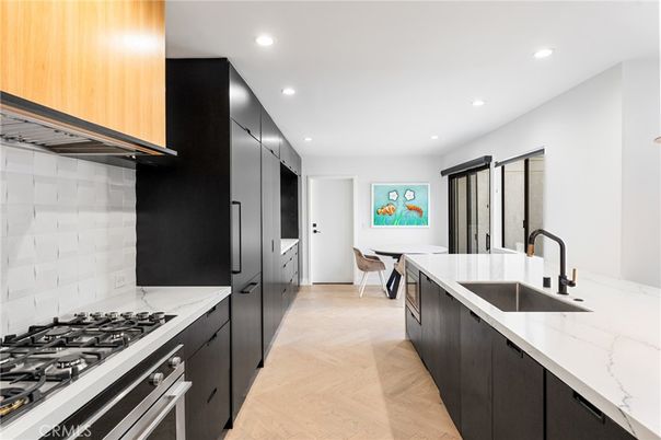 Interior, Kitchen, Recessed Lighting, Wood Texture Flooring