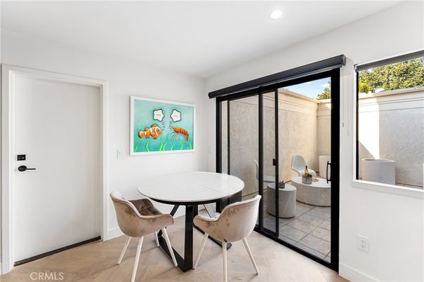 Dining room, Interior, Recessed Lighting, Wood Texture Flooring