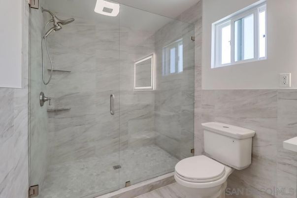 Bathroom, Glass Shower, Interior, Marble Walls