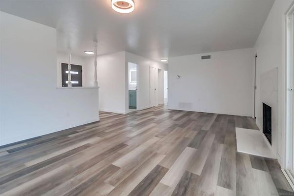 Empty room, Fireplace, Interior, Wood Texture Flooring