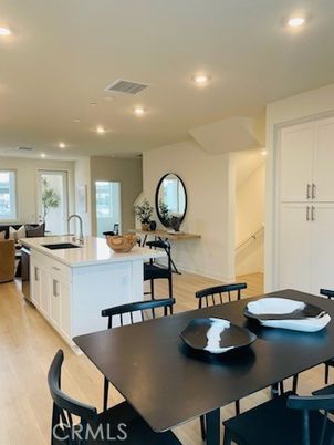 Dining room, Interior, Kitchen, Recessed Lighting, Wood Texture Flooring
