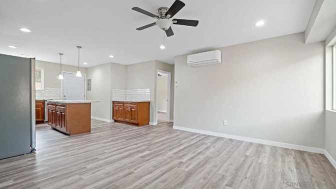 Interior, Kitchen, Pendant Lights, Recessed Lighting, Wood Texture Flooring