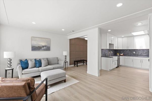Interior, Kitchen, Living room, Recessed Lighting, Wood Texture Flooring