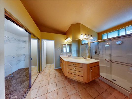 Bathroom, Dual Sink Vanities, Glass Shower, Interior, Marble Walls