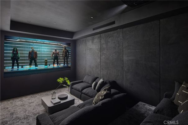 Interior, Living room, Projection Screen, Recessed Lighting, Theatre Room