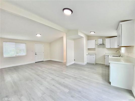 Empty room, Interior, Kitchen, Recessed Lighting, Wood Texture Flooring