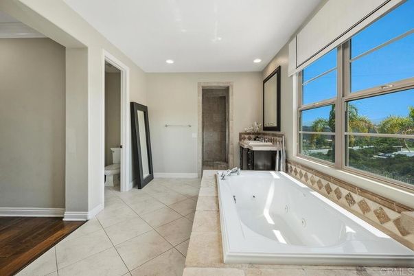 Bathroom, Interior, Recessed Lighting, Wood Texture Flooring