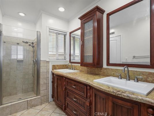 Bathroom, Dual Sink Vanities, Glass Shower, Interior, Recessed Lighting