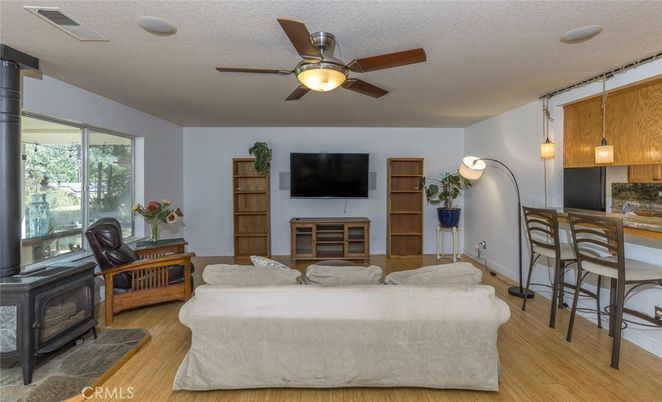 Fireplace, Interior, Living room, Pendant Lights, Wood Texture Flooring