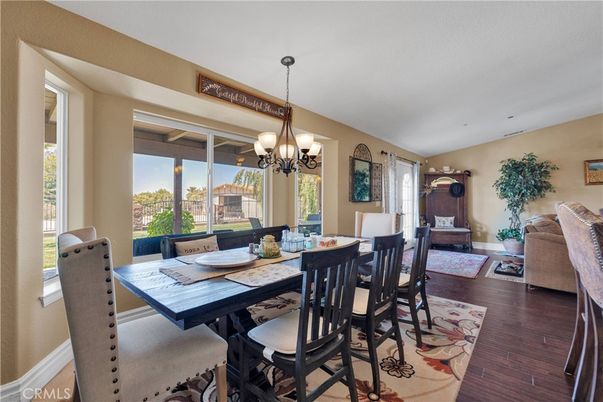 Chandelier, Dining room, Interior, Wood Texture Flooring