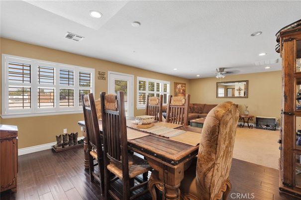 Dining room, Interior, Recessed Lighting, Wood Texture Flooring
