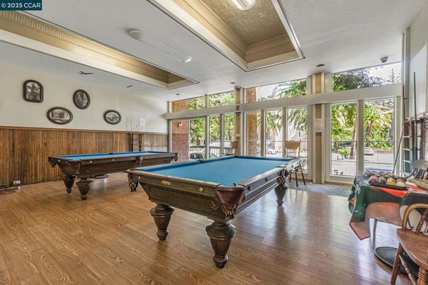 Billiard Table, Game Room, Interior, Recessed Lighting, Wood Texture Flooring