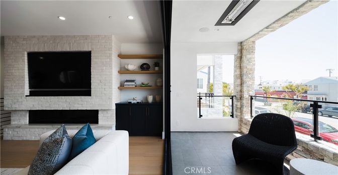 Fireplace, Interior, Recessed Lighting, Stone Walls