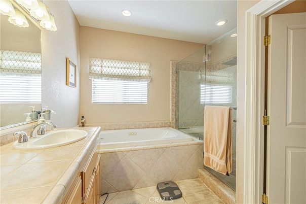 Bathroom, Glass Shower, Interior, Recessed Lighting, Tile Countertops