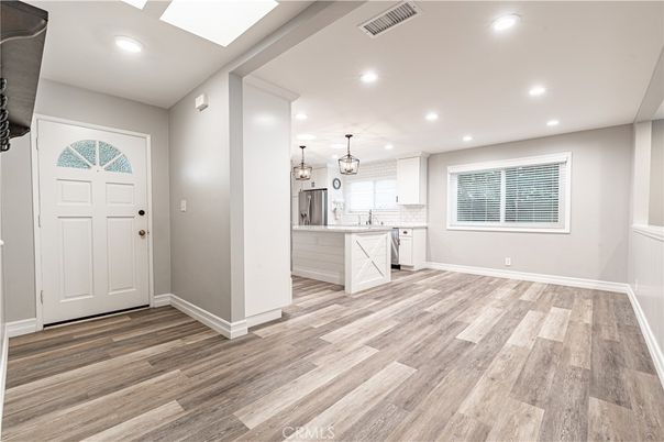 Interior, Kitchen, Pendant Lights, Recessed Lighting, Wood Texture Flooring