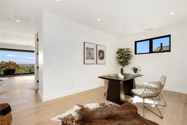 Home Office, Interior, Recessed Lighting, Wood Texture Flooring