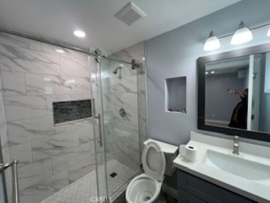 Bathroom, Glass Shower, Interior, Marble Walls, Recessed Lighting