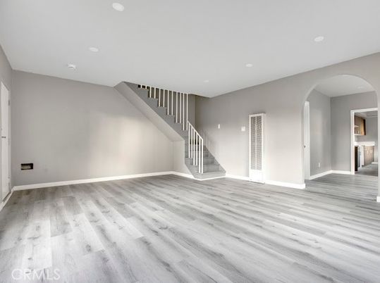 Empty room, Interior, Recessed Lighting, Wood Texture Flooring