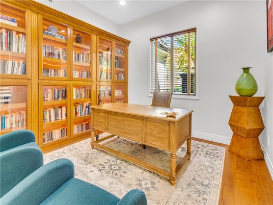 Home Office, Interior, Recessed Lighting, Wood Texture Flooring