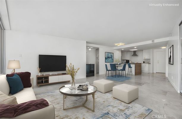 Dining room, Interior, Kitchen, Living room, Marble, Recessed Lighting, Stainless Steel Appliances