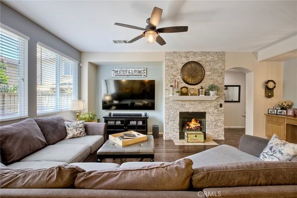 Fireplace, Interior, Living room, Stone Walls, Wood Texture Flooring