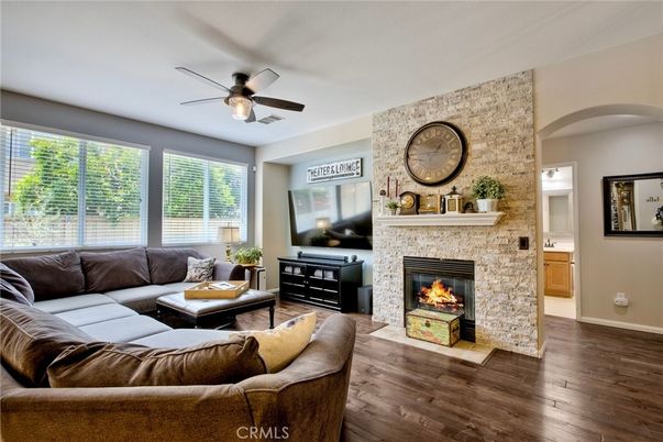 Fireplace, Interior, Living room, Stone Walls, Wood Texture Flooring