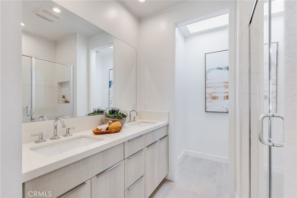 Bathroom, Dual Sink Vanities, Glass Shower, Interior, Recessed Lighting