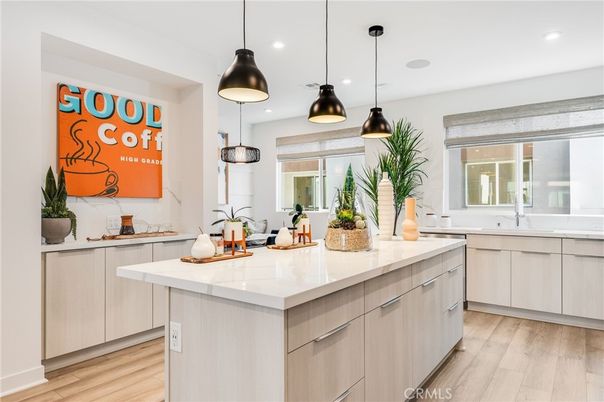 Interior, Kitchen, Pendant Lights, Recessed Lighting, Wood Texture Flooring
