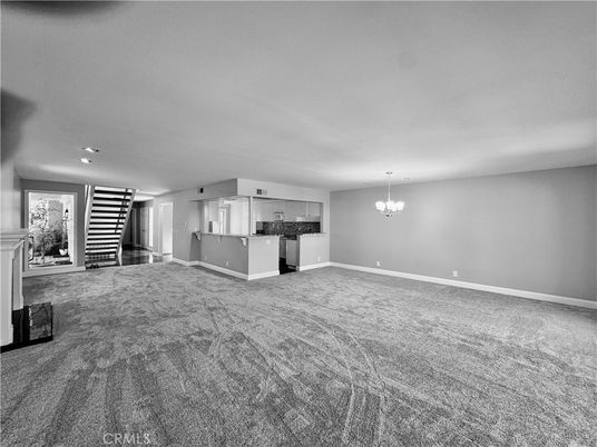 Chandelier, Empty room, Fireplace, Interior, Recessed Lighting