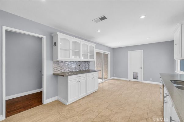 Empty room, Interior, Kitchen, Recessed Lighting, Wood Texture Flooring