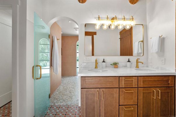 Bathroom, Dual Sink Vanities, Glass Shower, Interior