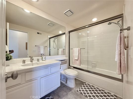 Bathroom, Glass Shower, Interior, Recessed Lighting, Tile Countertops