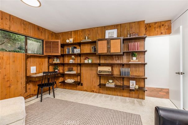 Home Office, Interior, Recessed Lighting, Wooden Walls