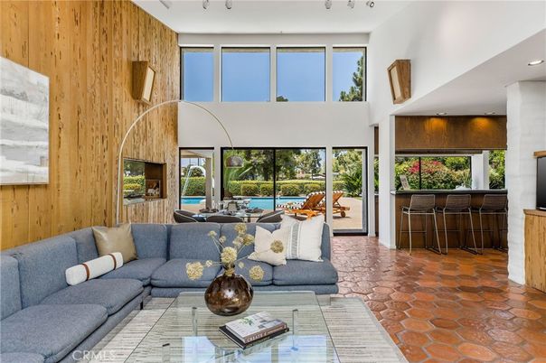 Fireplace, Interior, Living room, Recessed Lighting, Wooden Walls