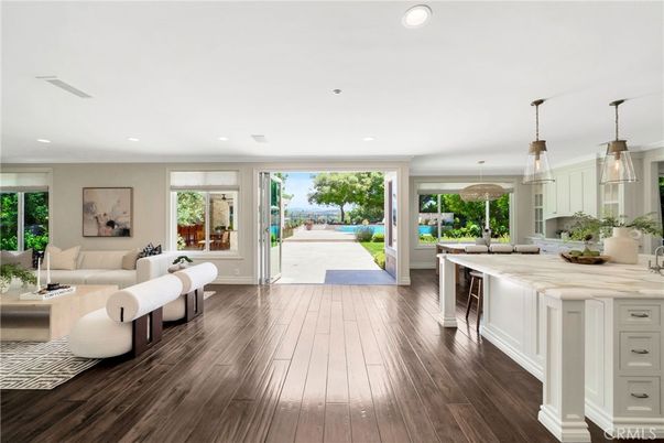 Interior, Kitchen, Living room, Pendant Lights, Recessed Lighting, Wood Texture Flooring