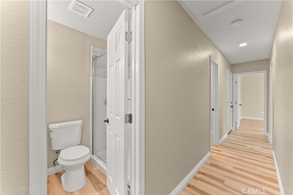 Bathroom, Interior, Recessed Lighting, Wood Texture Flooring