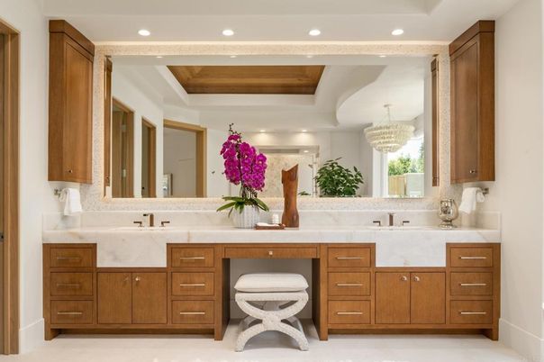 Bathroom, Chandelier, Dual Sink Vanities, Interior, Recessed Lighting