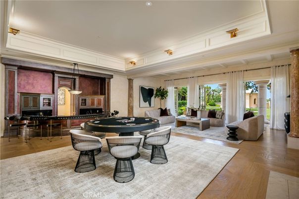 Dining room, Interior, Living room, Pendant Lights, Recessed Lighting, Wood Texture Flooring