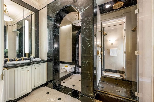 Bathroom, Glass Shower, Interior, Marble Walls