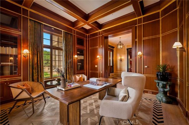 Home Office, Interior, Pendant Lights, Wooden Walls