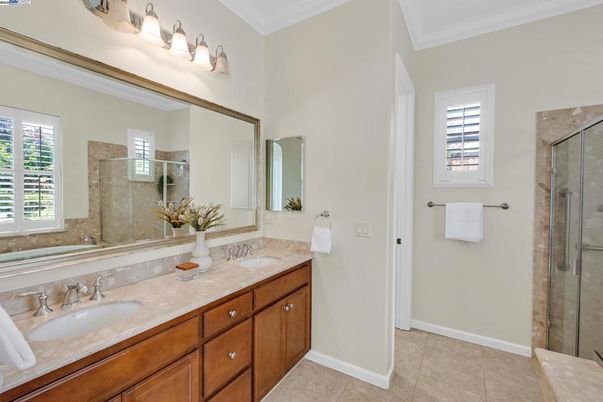 Bathroom, Dual Sink Vanities, Glass Shower, Interior