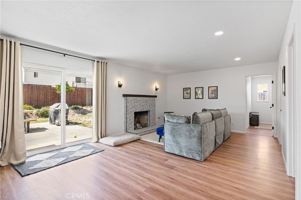 Fireplace, Interior, Recessed Lighting, Wood Texture Flooring