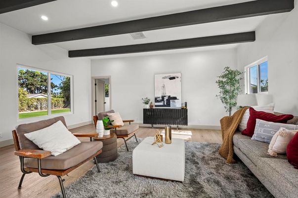 Interior, Living room, Recessed Lighting, Wooden Beams, Wood Texture Flooring