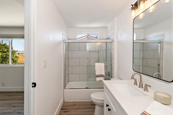 Bathroom, Glass Shower, Interior, Wood Texture Flooring