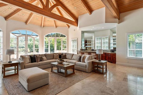 Interior, Living room, Recessed Lighting, Wooden Beams, Wooden Ceilings